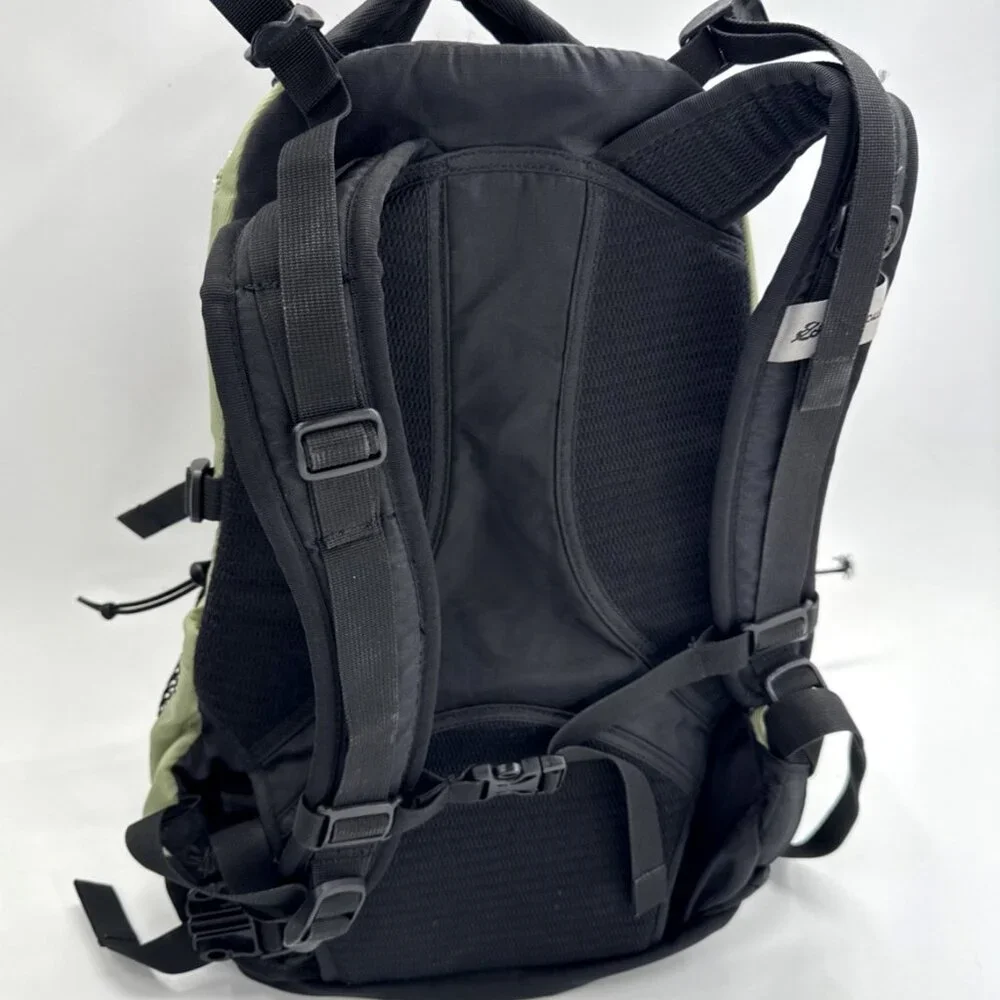 Eddie Bauer Backpack Hiking Black Green Insulated Pocket School Travel w/ Cover